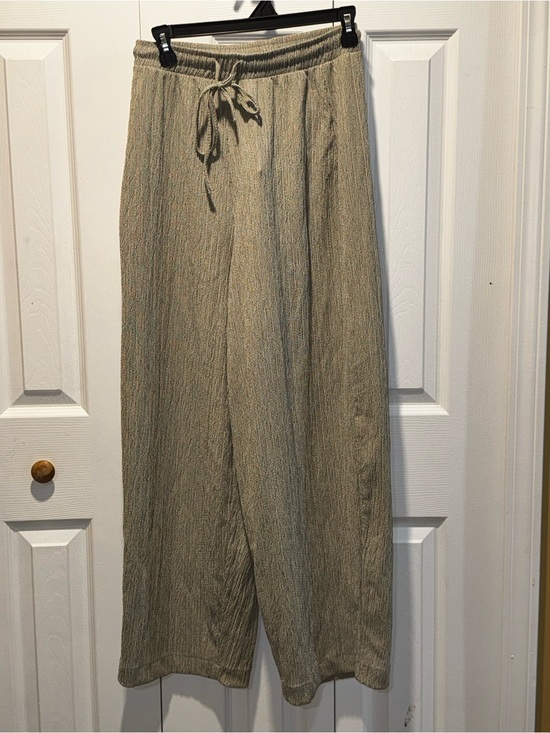 Zara Pants - Zara Olive-Taupe Textured Wide Leg Pants
